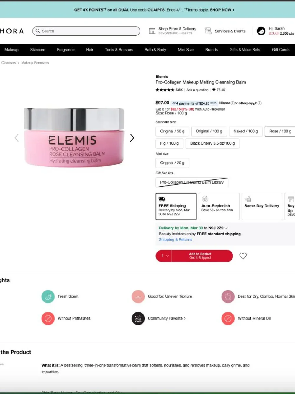 Elemis Pro-Collagen Cleansing Balm (Rose) 20mL BRAND NEW - Picture 2 of 4